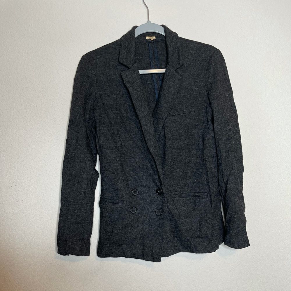 J crew grey wool double breasted blazer size 2